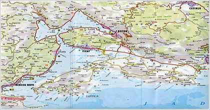 Geographical map of coast of Montenegro